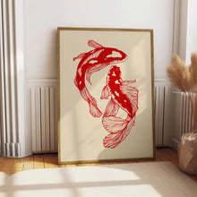 Load image into Gallery viewer, Japanese Red Koi Fish Canvas Wall Art Minimalist Poster