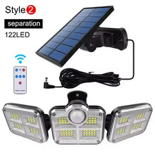 Load image into Gallery viewer, 4-Head Outdoor Solar Motion Sensor Light – 122 LED Floodlight, 3000 Lumens, 270° Wide-Angle IP65 Waterproof Security Lamp
