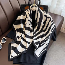 Load image into Gallery viewer, 90x90cm Square Silk-Feel Scarf – Luxury Women’s Shawl & Head Wrap