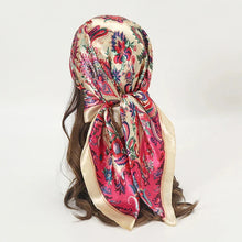 Load image into Gallery viewer, Satin Square Scarf β Elegant 2025 Print Hijab, Shawl & Hair Wrap