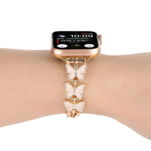 Load image into Gallery viewer, Fashion butterfly strap for Apple watch band sweet jewelry bling bracelet chain iwatch87654321SE women diamond ornament wrist
