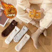 Load image into Gallery viewer, 2 Pairs Cute Socks Bear Women Coral Velvet Thick Plush Warm Socks Sleep Fluffy Socks Cute Cartoon Lovely Floor Fuzzy Sock Winter