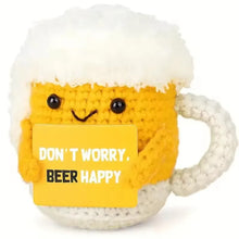 Load image into Gallery viewer, Funny Crochet Emotional Support Coffee Doll With Card Desktop Ornament Handmade Knitted Coffee Dolls Christmas Gifts Home Decor