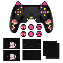 Load image into Gallery viewer, PlayVital Silicone Cover w/Joystick Caps and Sticker for ps5 Controller, for ps5 Charging Dock - Sweetheart Kitty Black