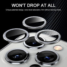 Load image into Gallery viewer, Bling Diamond Camera Lens Protector For iPhone 14 13 12 11 Pro Max Metal Ring Lens Glass Glitter Protective Cap iPhone 13 mini Camera Lens Protector Sparkle Diamond Ring Metal Alloy HD Glass for iPhone