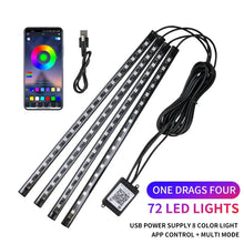 Load image into Gallery viewer, Neon LED Car Interior Ambient Light Kit - RGB Foot Strip with Remote & App Music Control