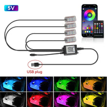 Load image into Gallery viewer, LED Car Interior Ambient Lights Kit - RGB Foot Strip Lighting with Remote & App Music Control