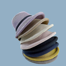 Load image into Gallery viewer, Classic Style Straw Hat Women Foldable Traveling Summer Women's Big Sun Hat Vintage Design Wide Side Straw Hat Female Summer Beach Hat Holiday Party Cap 56-58CM