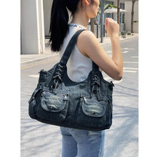 Load image into Gallery viewer, iPinee Women's Denim Bag Y2K Vintage Blue Jean Purse and Handbags Crossbody Shoulder Wallet Large Capacity