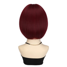 Load image into Gallery viewer, Short hair synthetic wig with side parting, locks around the collarbone, hair made of high-temperature fibers, full head cover.