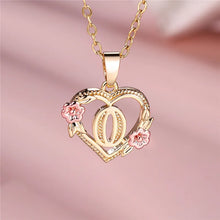 Load image into Gallery viewer, Female A-Z Letter Flower Pendant Necklace Yellow Gold Color Wedding Jewelry Gift For Women