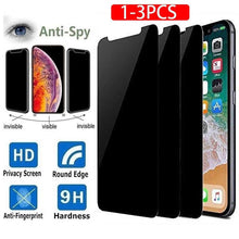 Load image into Gallery viewer, 3PCS Anti-spy Protective Tempered Glass for IPhone 11 12 13 14 Pro Max 12 Mini X XS XR 6 6S 7 8 Plus Privacy Screen Protectors Anti-Spy HD Tempered Glass Shatterproof Shockproof Screen Protector