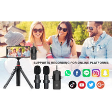 Load image into Gallery viewer, Professional 4 In 1 Wireless Lavalier Microphone for iPhone Android 3.5mm for Radio Live Recording Noise Reduction Mini Microph