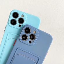 Load image into Gallery viewer, White Luxury Card Holder Phone Case for iPhone 13 12 Pro Wallet Soft Back Cover Shockproof Cute Protective Case for iPhone Cute Case With Card Holder