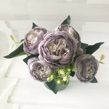 Load image into Gallery viewer, 30cm Rose Pink Silk Peony Artificial Flowers Bouquet 5 Big Head and 4 Bud Cheap Fake Flowers for Home Wedding Decoration indoor