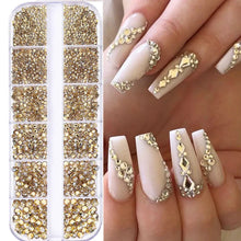 Load image into Gallery viewer, 2400+ Shiny Clear Crystal Nail Rhinestones - Mixed Sizes & Shapes Flatback Gems