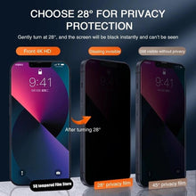 Load image into Gallery viewer, 3PCS Privacy Screen Protector For iPhone 14 PRO MAX Anti-Spy Glass For iPhone 13 12 11 XS Max XR 7 8 Plus SE 2022 Tempered Glass 9H Hardness Tempered Glass Anti Spy Case Friendly Screen Protector