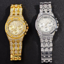 Load image into Gallery viewer, 14MM Necklace+Watch+Bracelet Iced Out Watches For Men 2 Row Rhinestone Cuban Chain Necklace Set Women Men Hiphop Jewelry Gift