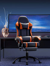Load image into Gallery viewer, Gaming Chair with Footrest, PU Leather Video Game Chairs for Adults, Reclining Gamer Chair Office Desk Chair