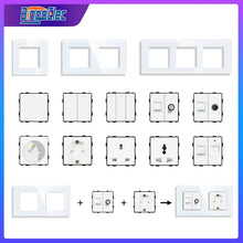 Load image into Gallery viewer, Bingoelec DIY EU Standard Socket Button Switch USB TV Telephone Satellite With Crystal Glass Frame Panel White Home Improvement