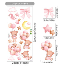 Load image into Gallery viewer, Pink Cartoon Bear Wall Stickers for Kids & Nursery Room Decor