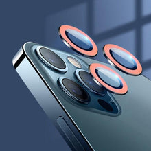 Load image into Gallery viewer, 9H Tempered Glass Camera Cover Screen Protector Metal Individual Ring For iPhone Phone Glitter Camera Lens Protector Film For iPhone 14 13 12 11 Pro Max Luminous Lens Metal Glass Protective Cover
