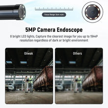 Load image into Gallery viewer, Oiiwak WiFi Endoscope Camera 5MP Auto Focus Wireless Borescope 1944P 14mm Pipe Sewer Plumbing Snake Camera Mini Camera