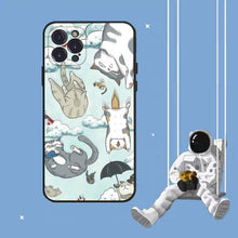Load image into Gallery viewer, Cat Cute Art Phone Case For Iphone 8 7 6 6s Plus X Se 2020 Xr Xs 14 11 12 13 Mini Pro Max Mobile Case Transparent Soft Protective Clear Case Compatible For Iphone