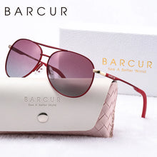 Load image into Gallery viewer, BARCUR Women’s Pink Metal Comfortable Fashionable Frame Polarized Sunglasses – Lightweight UV400 Blue Gradient Mirror Lenses Oval Fashion Shades for Summer Travel Beach Summer Outfits & Stylish Apparel Accessories