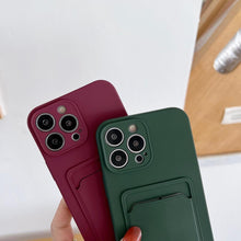 Load image into Gallery viewer, Soft Silicone Card Phone Case for IPhone 13 12 Pro Max Shockproof Protector Cover for IPhone 14 Plus Cases Heavy Duty Solid Slim Lightweight Anti-Shock Cover for iPhone