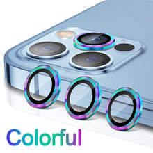 Load image into Gallery viewer, Full Cover Frame Glass Camera Lens Protector For iPhone 14 Plus Lens Glass For iPhone 11 12 13 Pro Max Mini Premium Tempered Glass Film Aluminum Alloy Lens Ring Cover Camera Protector
