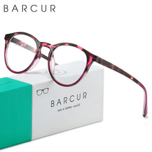 Load image into Gallery viewer, BARCUR Simple Men’s Presbyopia Glasses Comfortable Lightweight Leopard Pattern PC Anti-Slip Round Frame Transparent Acrylic Lenses for Women’s Reading Glasses