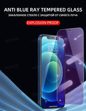 Load image into Gallery viewer, 2Pcs Anti Blue Ray 9H Tempered Glass for iPhone X XS MAX XR 11 12 13 mini 14 Pro Max 6 6S 7 8 Plus SE 2020 Screen Protector Film Anti Blue Light Tempered Glass Screen Protector for iPhone