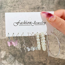 Load image into Gallery viewer, Gold Butterfly & Heart Dangle Earrings Set – Acrylic Drop Jewelry for Women