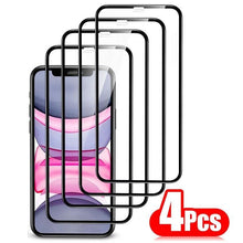 Load image into Gallery viewer, 4PCS Full Cover Protective Glass For iPhone 13 12 11 Pro Max Screen Protector For iPhone 6 7 8 Plus X XR Xs SE 2020 Mini Glass Full Glue Big Curved Edge Flexible Tempered Glass for iPhone