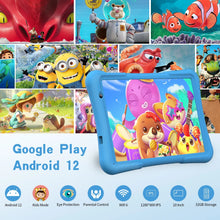 Load image into Gallery viewer, PRITOM 10 inch kids tablet Android 12, 4GB(2+2)+32GB, Quad Core, 6000 mAh, WiFi 6, Dual Camera, Bluetooth, Toddler Tablet