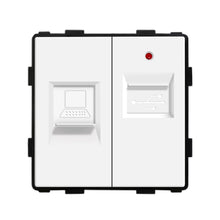 Load image into Gallery viewer, Bingoelec DIY UK EU Standard TV Satellite USB Socket Button Switch With Crystal Glass Frame Panel White Home Improvement