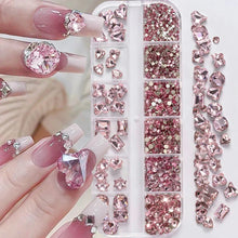 Load image into Gallery viewer, 180pcs AB Flatback Glass Nail Rhinestones - Multi-Shape Gems for DIY Nail Art