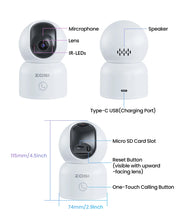Load image into Gallery viewer, ZOSI 360° Smart Home Security Camera PTZ Auto Tracking Baby Monitor AI Panoramic HD Night Vision Indoor WiFi Surveillance Camera