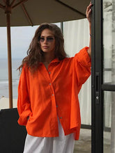 Load image into Gallery viewer, Women’s 100% Cotton Casual Shirt – Spring Summer Loose Fit Button-Down Cardigan Blouse, Solid Color Lightweight Top
