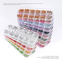 Load image into Gallery viewer, 2400+ Shiny Clear Crystal Nail Rhinestones - Mixed Sizes & Shapes Flatback Gems