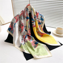 Load image into Gallery viewer, 90x90cm Square Silk-Feel Scarf – Luxury Women’s Shawl & Head Wrap