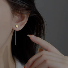 Load image into Gallery viewer, Long Tassel Heart Drop Earrings – Gold & Silver Korean Fashion Jewelry