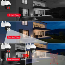 Load image into Gallery viewer, 8MP 4K PTZ WIFI IP Camera Audio Outdoor Night Color Security Home AI Human Detection iCsee CCTV Surveillance Camera