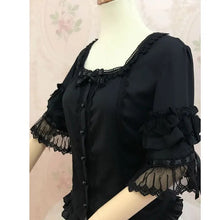 Load image into Gallery viewer, New Half Flare Sleeve Women's White Blouse Sweet Square Collar Button Down Shirt by Yiliya