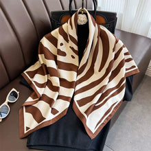 Load image into Gallery viewer, 90x90cm Square Silk-Feel Scarf – Luxury Women’s Shawl & Head Wrap