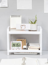 Load image into Gallery viewer, PP Desktop Double Layer Storage Rack – White Organizer for Desk