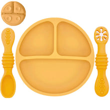 Load image into Gallery viewer, Silicone Baby Sucker Plate & Rice Spoon Set Cute Cartoon Tableware