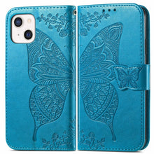 Load image into Gallery viewer, Luxury Pink Butterfly Flower Wallet Flip Case For iPhone 14 Pro Max 13 12 Classic Simple Leather Wallet Case with Card Holder Kickstand Wrist Strap Flip Cover for iPhone