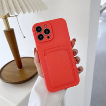 Load image into Gallery viewer, Soft Silicone Card Phone Case for IPhone 13 12 Pro Max Shockproof Protector Cover for IPhone 14 Plus Cases Heavy Duty Solid Slim Lightweight Anti-Shock Cover for iPhone